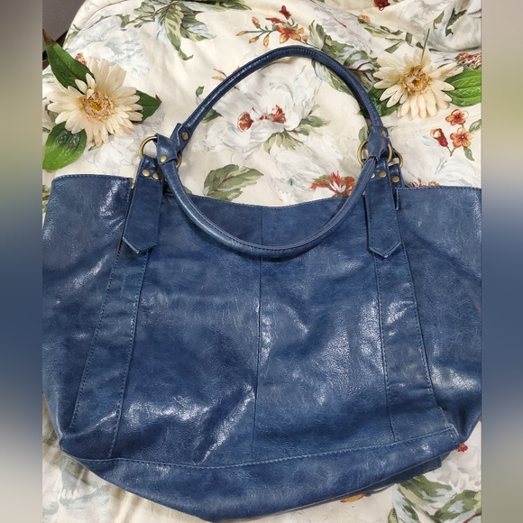 BRACIANO FAUX LEATHER LARGE TOTE EMBELLISHED color Blue whith golde stone - Picture 3 of 11